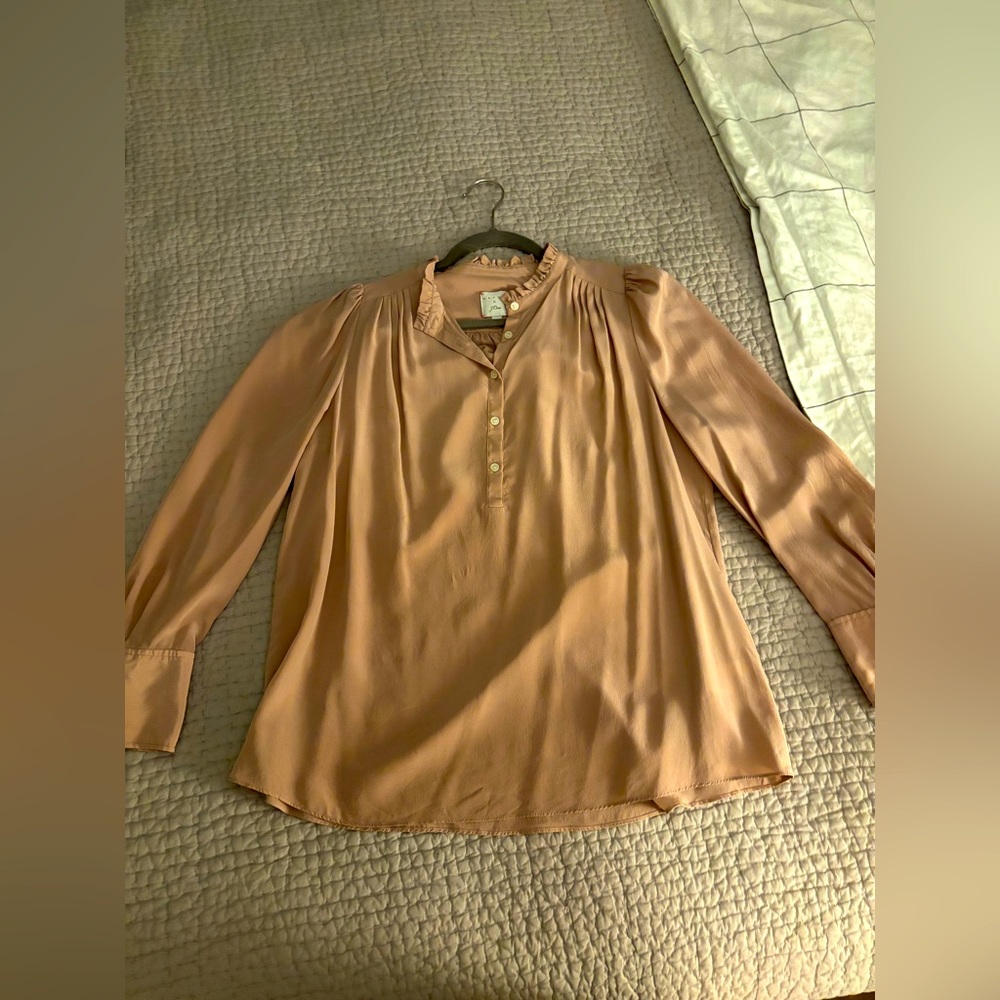 J. Crew and HATCH silk maternity shirt